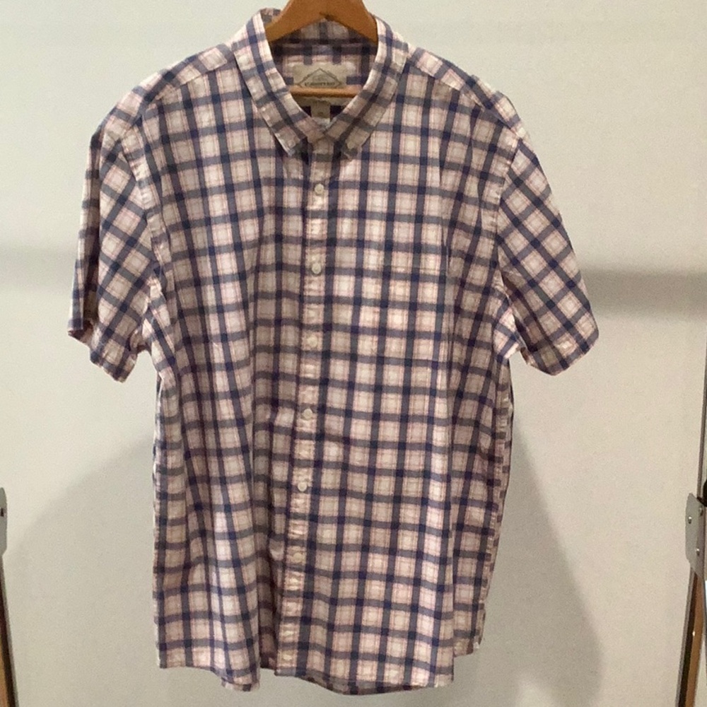St. John's Bay Madras Mens Classic Fit Short Sleeve Plaid Button-Down Shirt